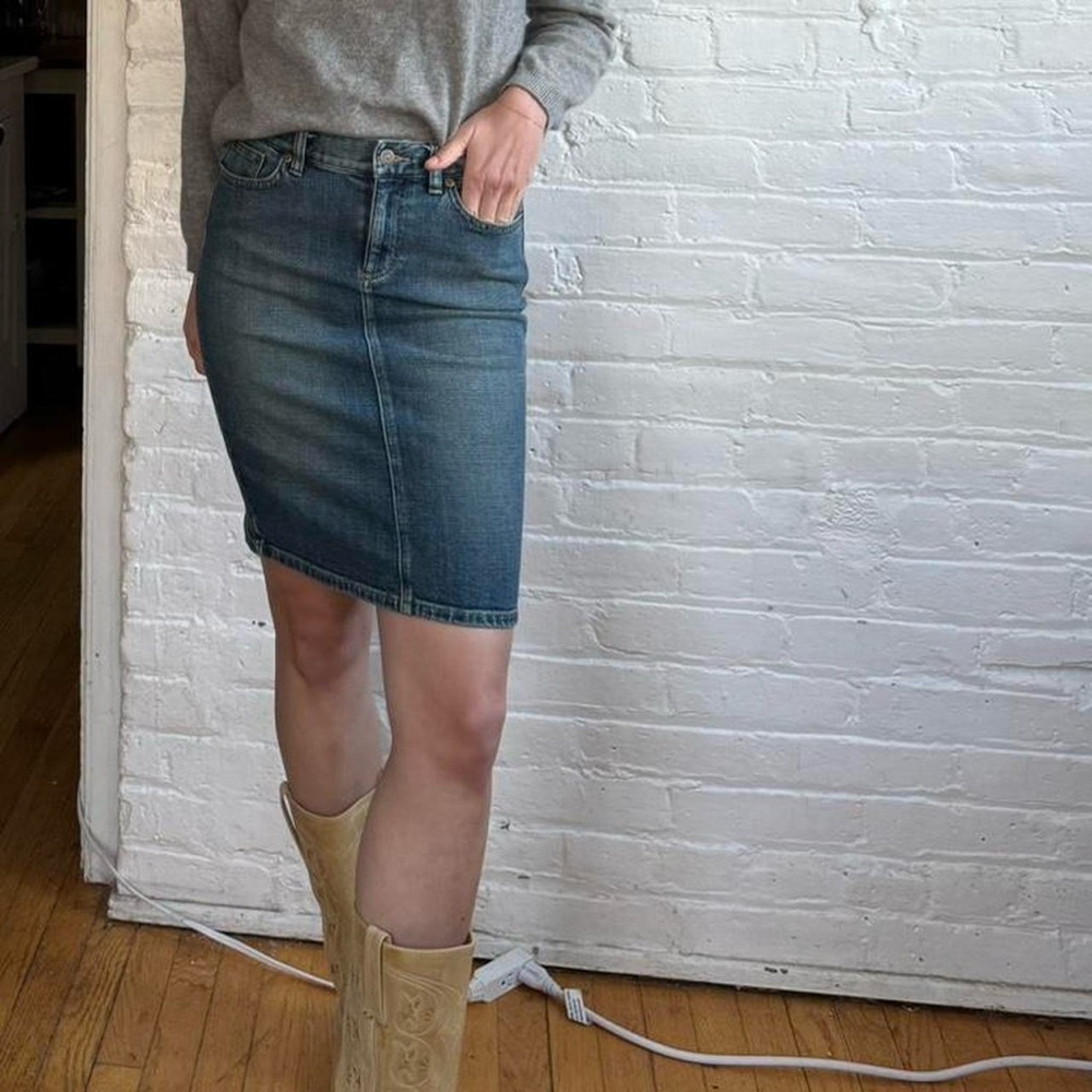 Vintage Y2K Ralph Lauren Midi Denim Skirt - Picture 2 of 6